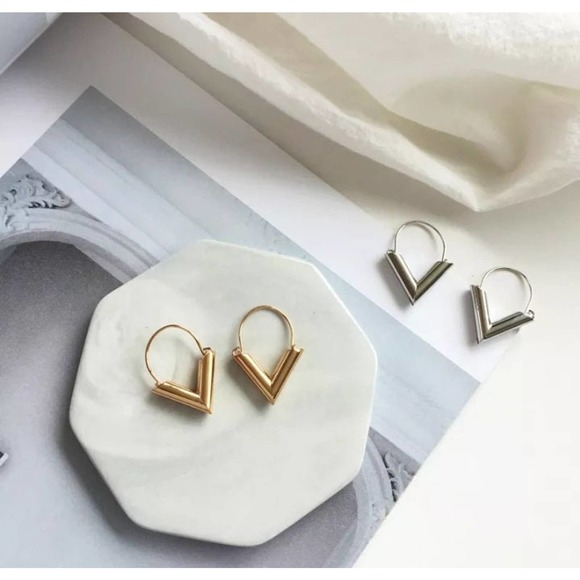 Triangle Ear Drop Earrings - Picture 6 of 6